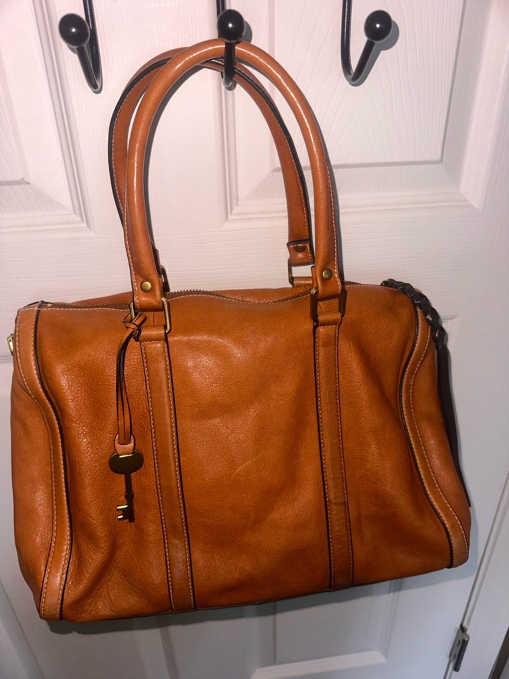 Fossil Kendall Satchel Large Rare Like New Leather Y2K Speedy Style Purse - Picture 13 of 13
